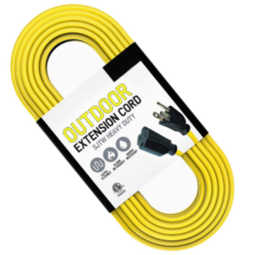 16/3 25ft Yellow Power Electrical Outdoor Extension Cord