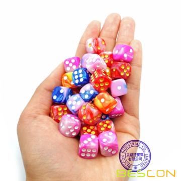 Bescon 12mm 6 Sided Dice 36 in Cube, 12mm Six Sided Die (36) Block of Dice, Gemini Effect in All Assorted Flower Colors