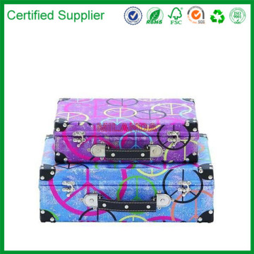 Wooden Canvas Case Locks Set Home Decor Black Purple Blue Green Book Boxes