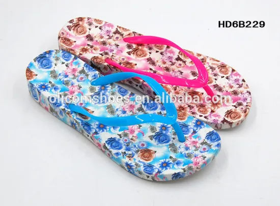 2017 Promotion cheap wholesale flip flops PVC printing beach slippers