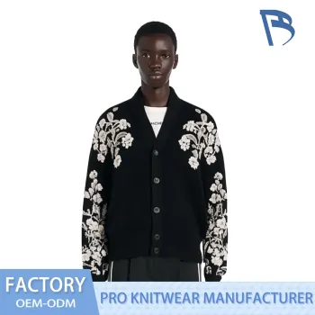 Elegant Nocturne Bloom Knit Cardigan