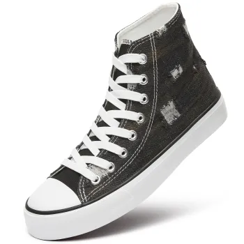 Custom High Top Canvas Shoes: Wholesale Ripped Denim Tennis Shoes for Men and Women - Latest Style