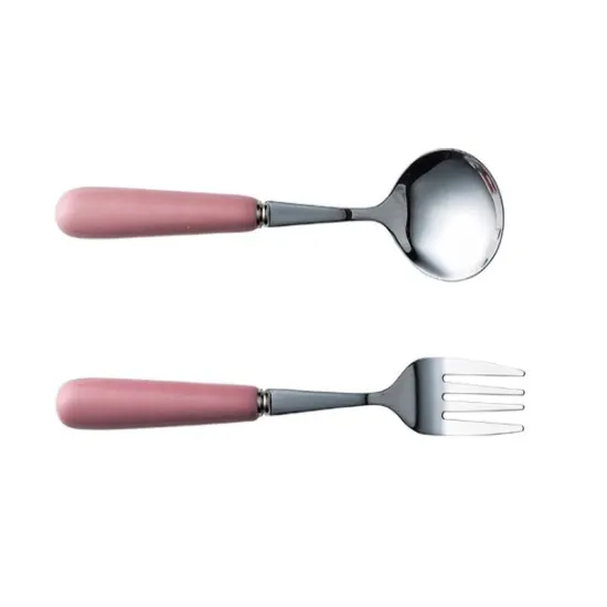 Ceramic Handle Stainless Steel Meal Spoon Western Fork