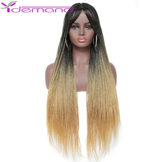 Wholesale Cheap Long Braid Hair Wig With Baby Hair Y Demand African Box Braided Twist Natural Like Human Hair For Black Women