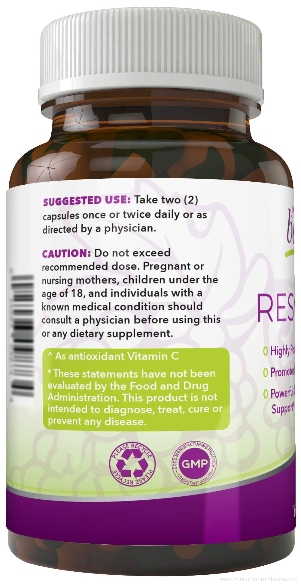 Trans Resveratrol Supplemen Promotes Anti-Aging capsules