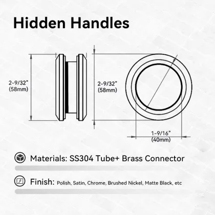 Finger Small Handle Frameless Shower Room Sliding Knobs