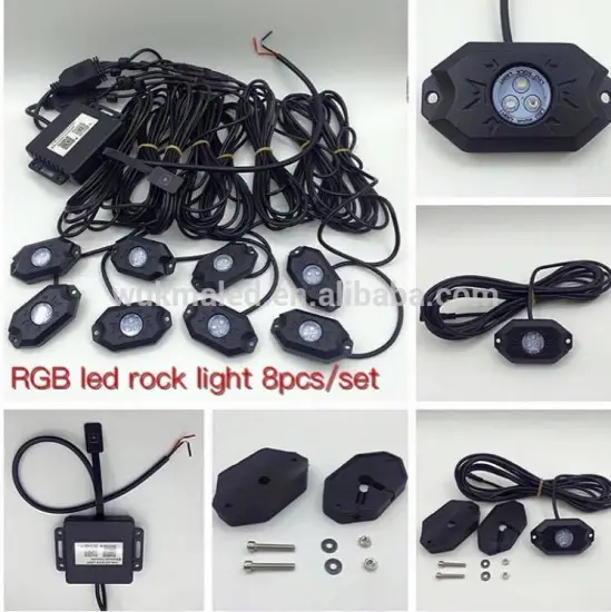 9W RGB Led Rock Lights Waterproof Off Road LED Rock Light Kit - 8 Pods LED Rock Lights For Off Road