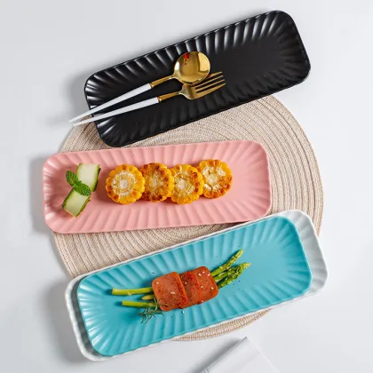 Nordic Rectangular Ceramic Sushi Plate Set