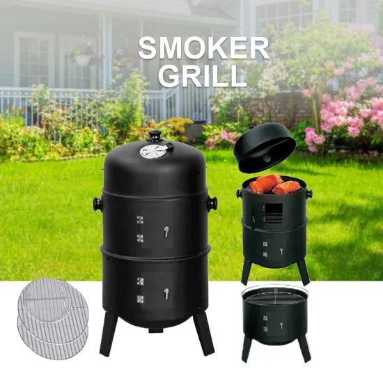 New 3-in-1 Smokeless Charcoal BBQ Grill Smoker: Introducing the Vertical Barrel Charcoal Barbecue Grill Smoker with 3 Layers