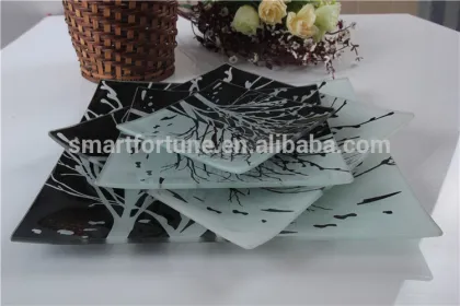 Colored Glass Plate Toughened Glass Plate Glass Dish High Quality Cake Glass Plate