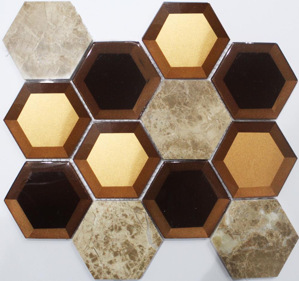 New Shiny Hexagon Crystal Glass Mosaic