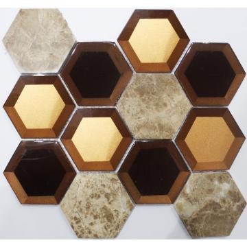 Brillant couleur mélangée de mosaïque de verre cristal hexagone