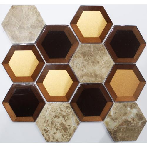 73x73 Golden Cover Hexagon Mosaic Tile