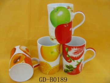 Welcomed fruit design white blank ceramic mug