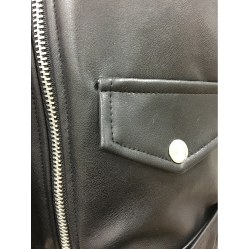 Double Breasted Coat Black Faux Leather Moto Jacket Supplier