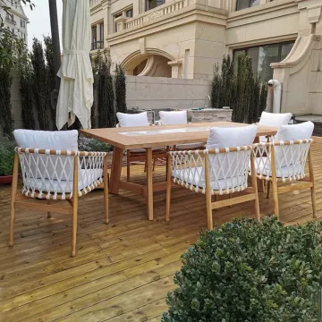 Teak Wood Outdoor Dining Set: Patio Table and Chairs for Garden