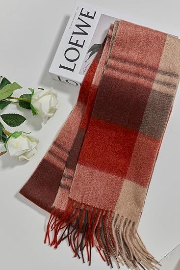 100% Cashmere Scarf Unisex Luxuriously Soft, Warm & Lightweight – Classic Plaid Winter Accessory Gift Wrapped