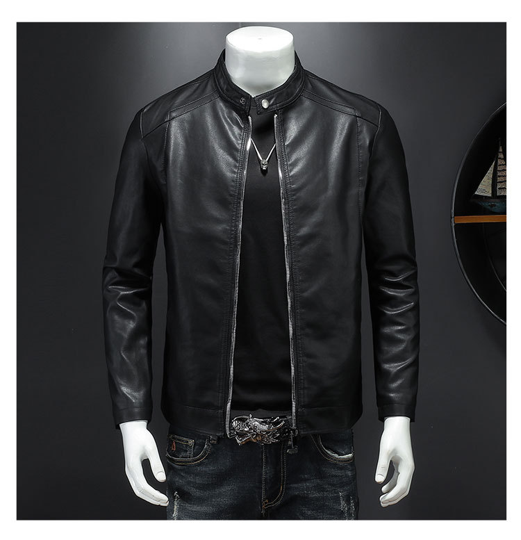 Mens Biker Artificial Fur Leather Jacket