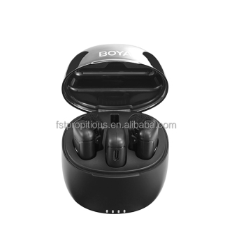 By-WM3T 2.4G Sistema de micrófono inalámbrico de doble canal con caja de carga para iPhones, androides y cámaras