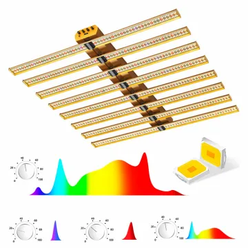 7Magic Smart 4-Channel Full Spectrum LED Grow Light with Adjustable 900W, 3000K, 5000K, RED, IR, UV - 8 Bars