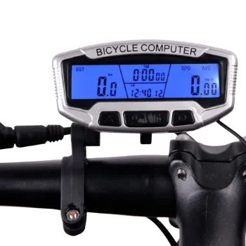 Bicycle Speedometer Wired Computer Stopwatch Odometer LCD Screen Blue Backlight Auto Clear Sunding SD-558A