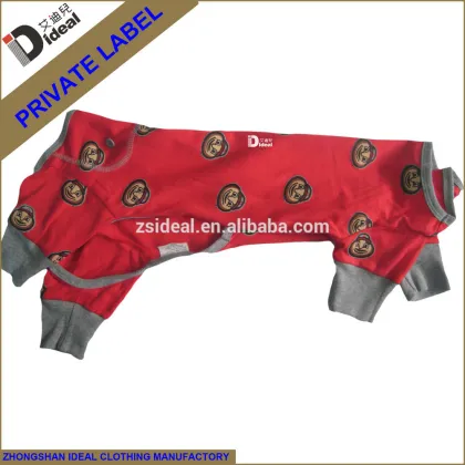 Cotton jersey funny printed pet clothing dog with four legs