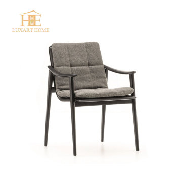 New Design Factory Direct Sale Wood Frame Fabric Dining Chairs with Black Ash Wood Legs