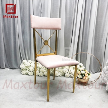 Gold Chiavari Banquet Wedding Chairs - X Cross Back Stainless Steel Dining Seats