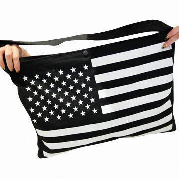Eco-friendly Canvas Shopping Handbag, Decorated with USA Flag and Striped Pattern