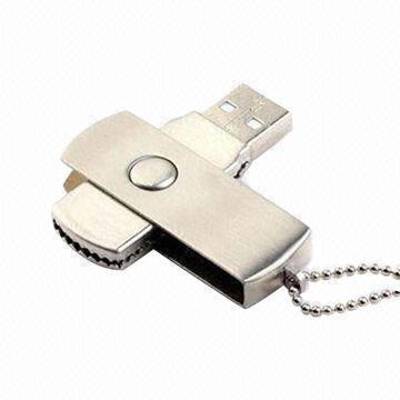 Metal Swivel USB Flash Drive with Up to 16GB Memory Capacity, Customized Logo Printing Ways Welcomed
