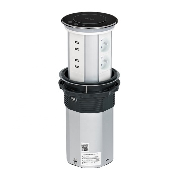 TUV Approval wireless charging tower Motorized pop up socket with  USBA and USBC  and French socket
