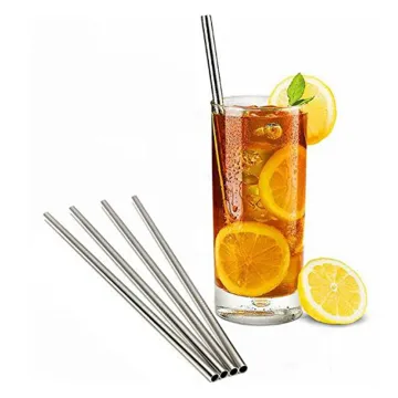 Set 10 Stainless Steel Straws Straight Reusable Straws