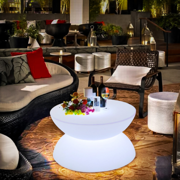 Double Layer Round Plastic Bar Table with LED Lighting - Hot Sale for Restaurants, Bars, Parties, and Weddings