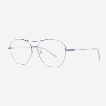 Angular double-bridge Metal Women's Optical Frames