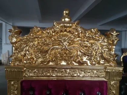 hotel furniture gold frame wood king queen throne