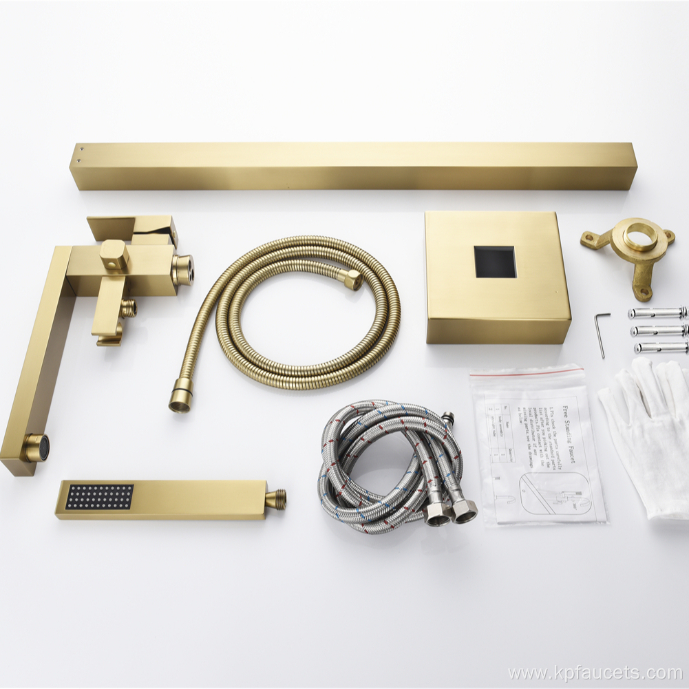 Brushed Gold Floor Freestanding Bathtub Faucet