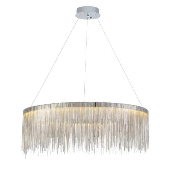 Modern Aluminum Chain Tassel Pendant Lamp - Color Changeable for Hotels and Restaurants