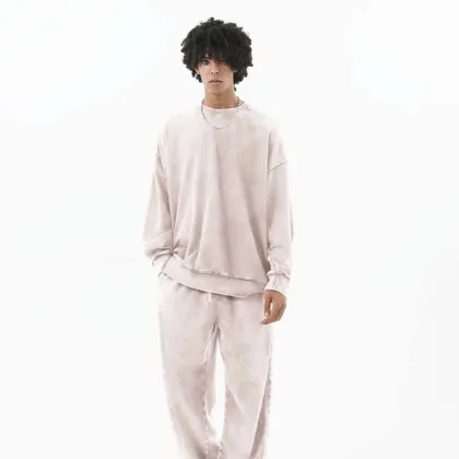 Cropped Hoodie Men Acid Wash Logo