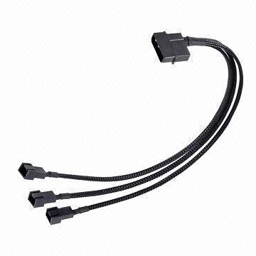 4-pin Molex to 3 x 3-pin Fan Connector Adapter Cable, Compliant with RoHS Directive