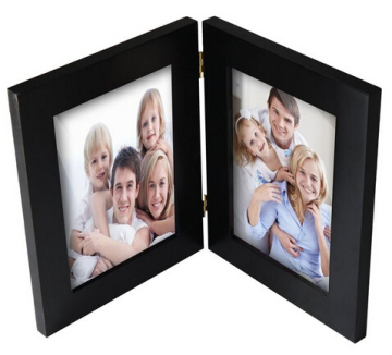 Black 6" X 8" Inch Wood Folding Picture Frame with Book Shape