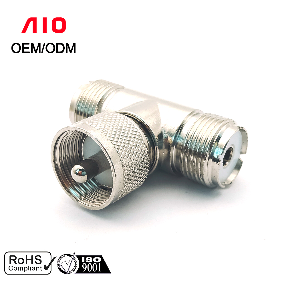 T-Shape Male to Female UHF Coaxial Adapter Connector