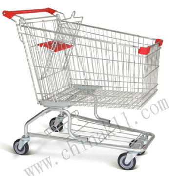 American style powder coated supermarket metal shopping trolley