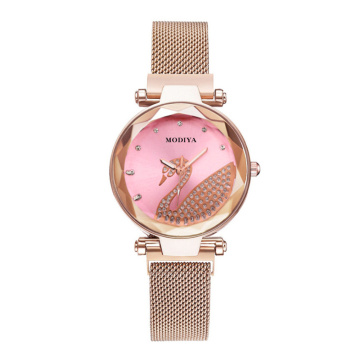 Elegant swan rhinestone quartz watches for woman lady