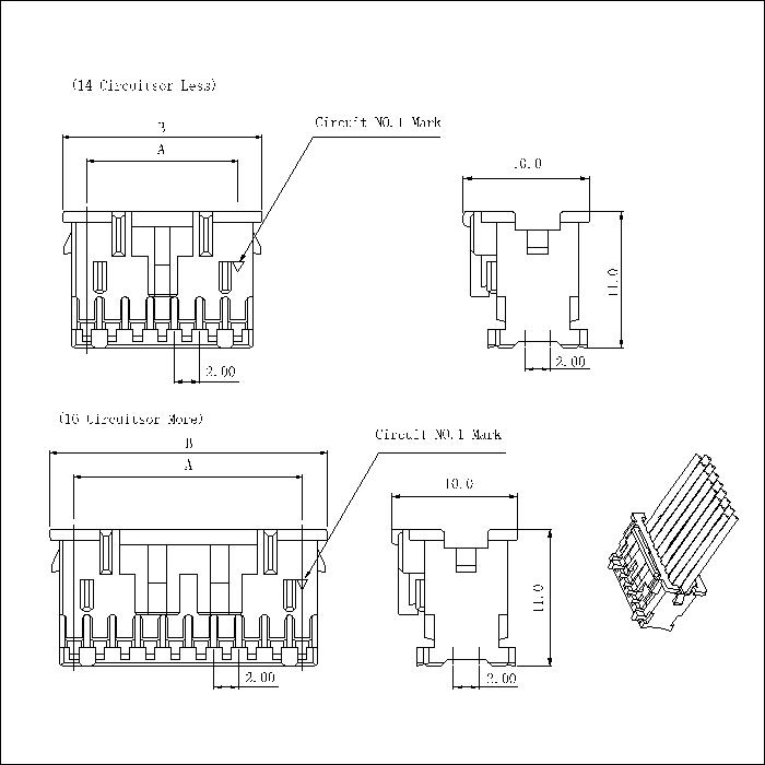 AH2015D-2xNP 2.00mm Pitch Doul Housing（PA PAD)