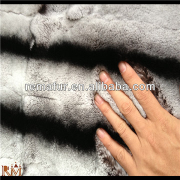 Fashion dyed rex rabbit fur plates / carpet / blanket in Chinchilla color