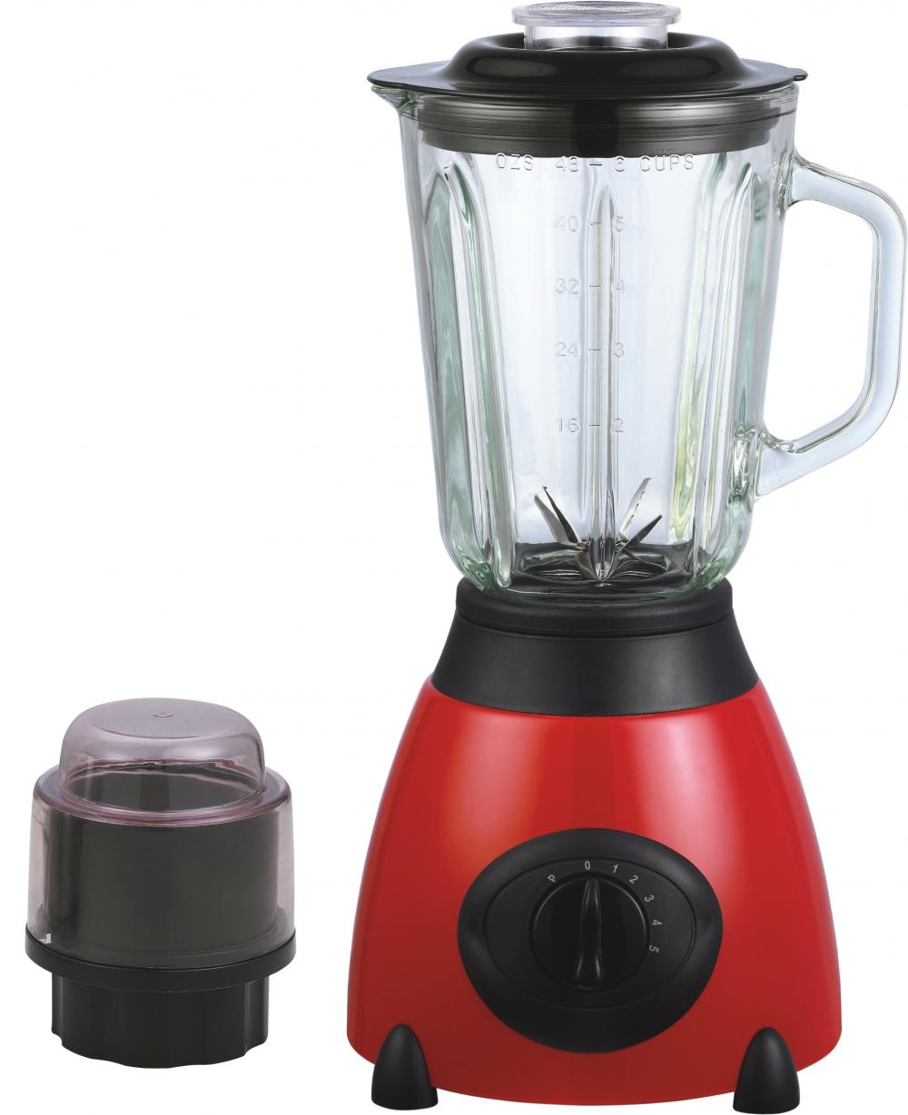 Stainless steel blender with glass jar