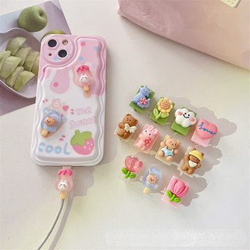 1PC Cable Bite Protector: Cute Cartoon TPU Cover for Apple & Android USB Cable Organizer