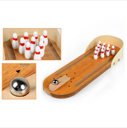 Mini Desktop Wooden Bowling Game Board Game