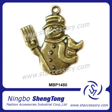 Antique Bronze Accessory Metal Snowman Charms For Jewelry