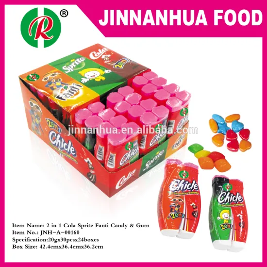 2 in 1 chewing gum and orange candy